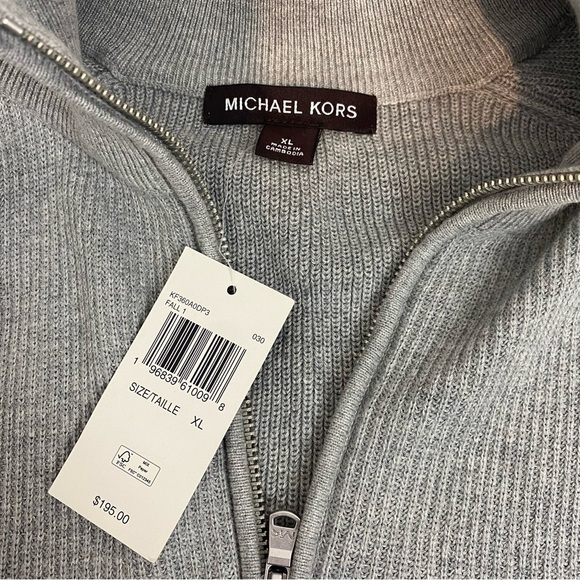 Michael Kors • Quarter Zip Grey Knit Sweater - Picture 6 of 10